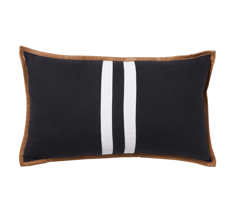 Portofino Stripe 30x50cm Filled Cushion Black