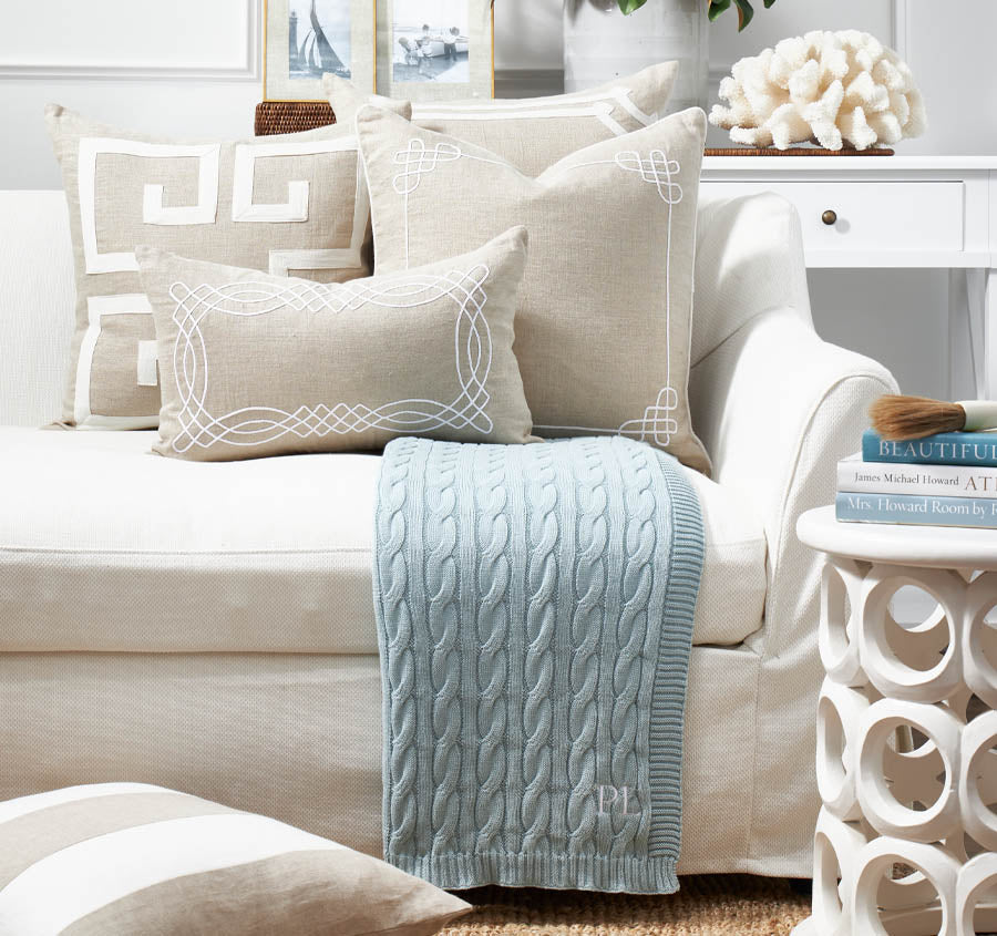 Paloma Cable Knit 130x170cm Throw Rug Sky Blue