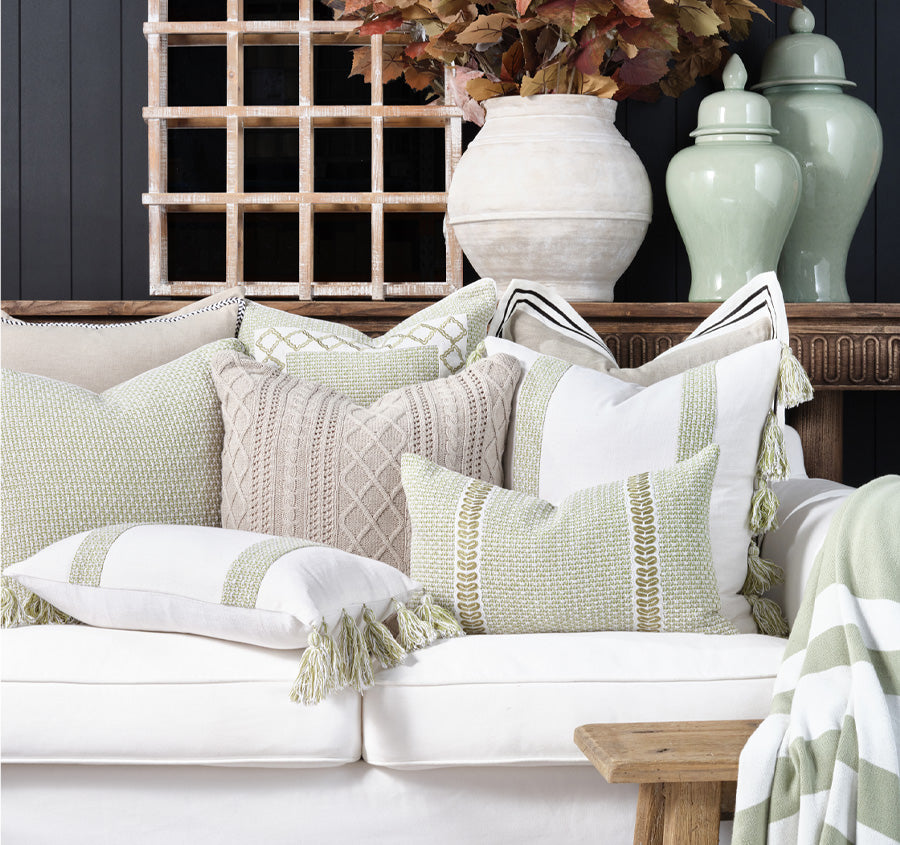 Jacquard Stripe 50x50cm Filled Cushion Sage