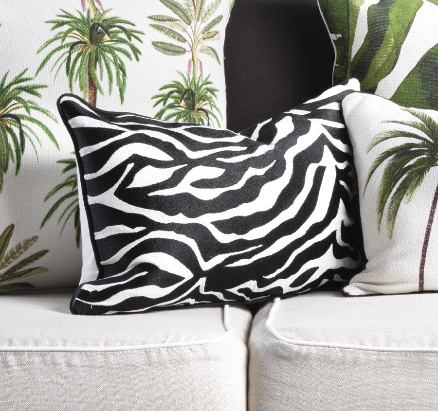 Zebra 30x50cm Filled Cushion Black