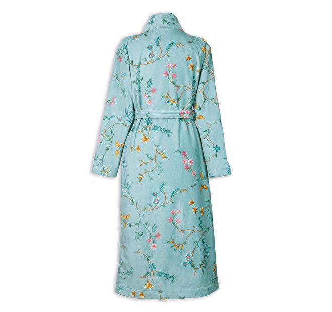 Les Fleur Cotton Velour Bath Robe Range Blue