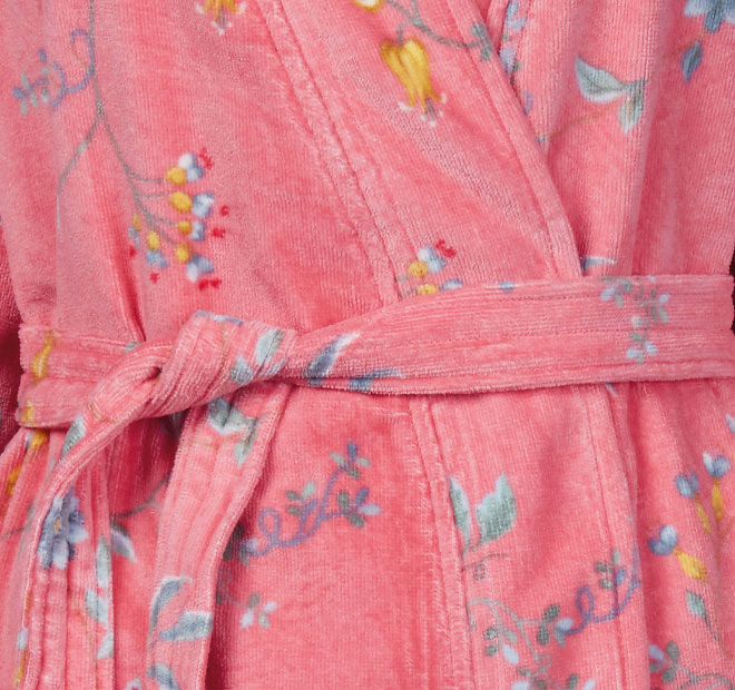 Les Fleur Cotton Velour Bath Robe Range Pink