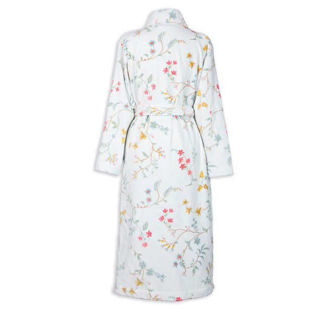 Les Fleur Cotton Velour Bath Robe Range White