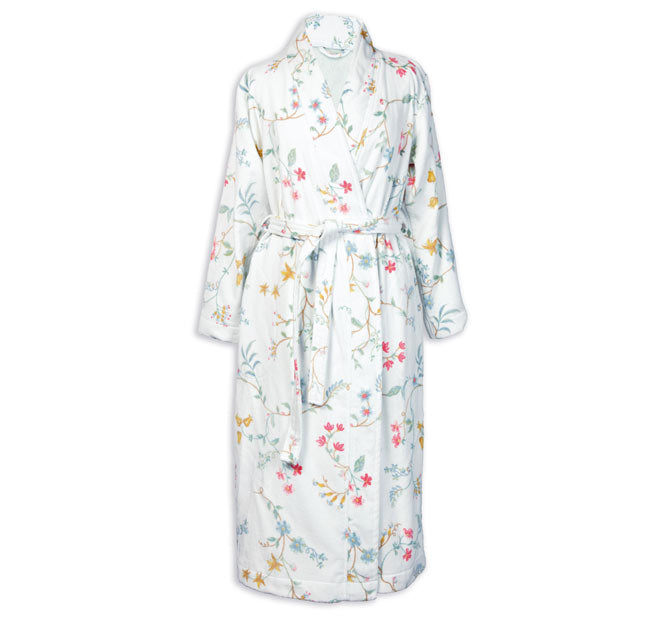 Les Fleur Cotton Velour Bath Robe Range White