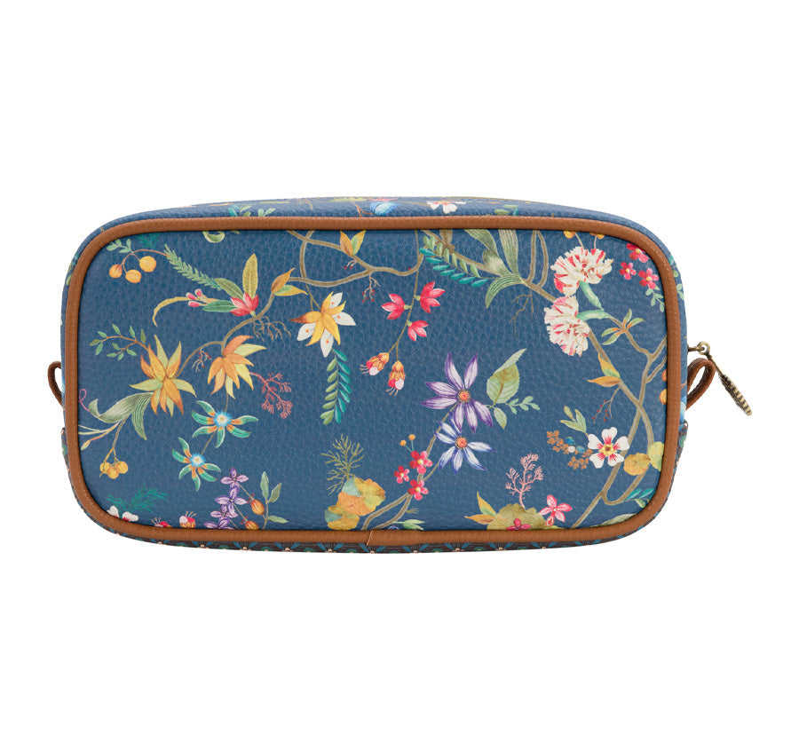 Petites Fleurs Small Square Cosmetic Bag Blue