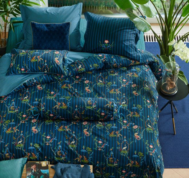 Singerie Quilt Cover Set Range Dark Blue