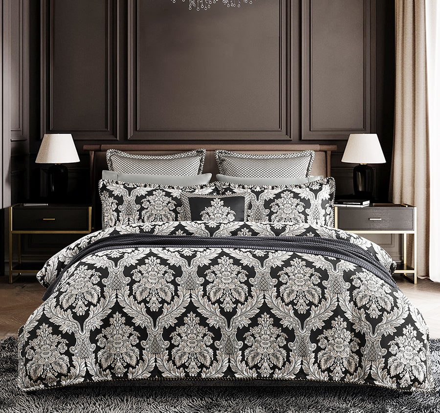Greta Quilt Cover Set Range Black