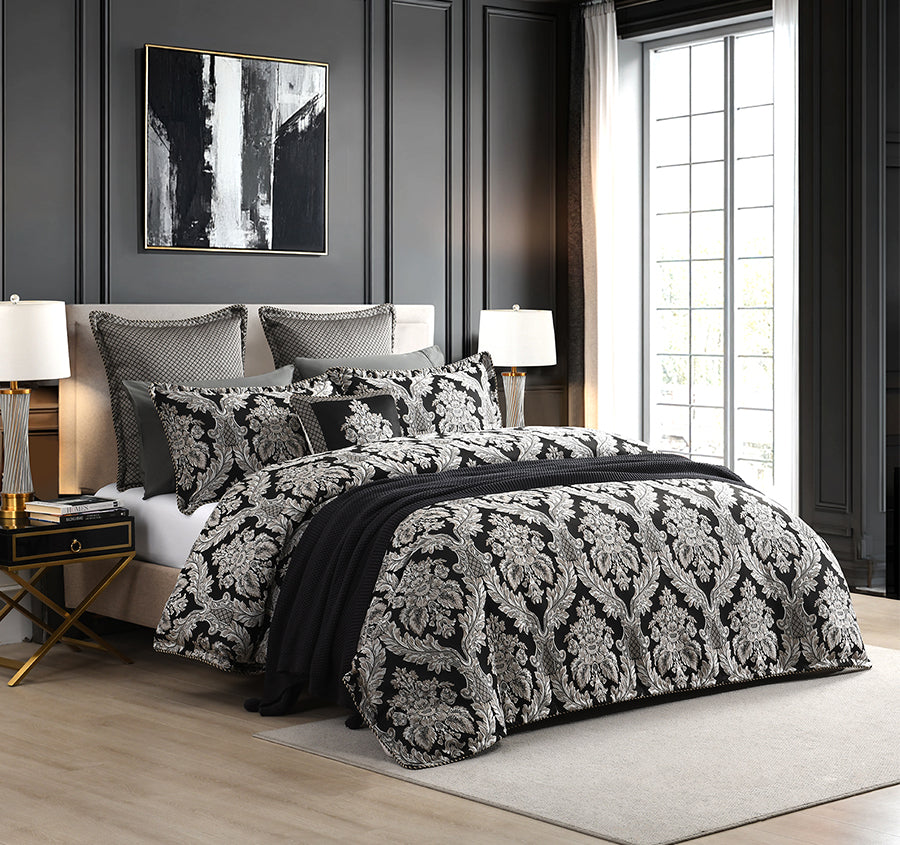 Greta Quilt Cover Set Range Black