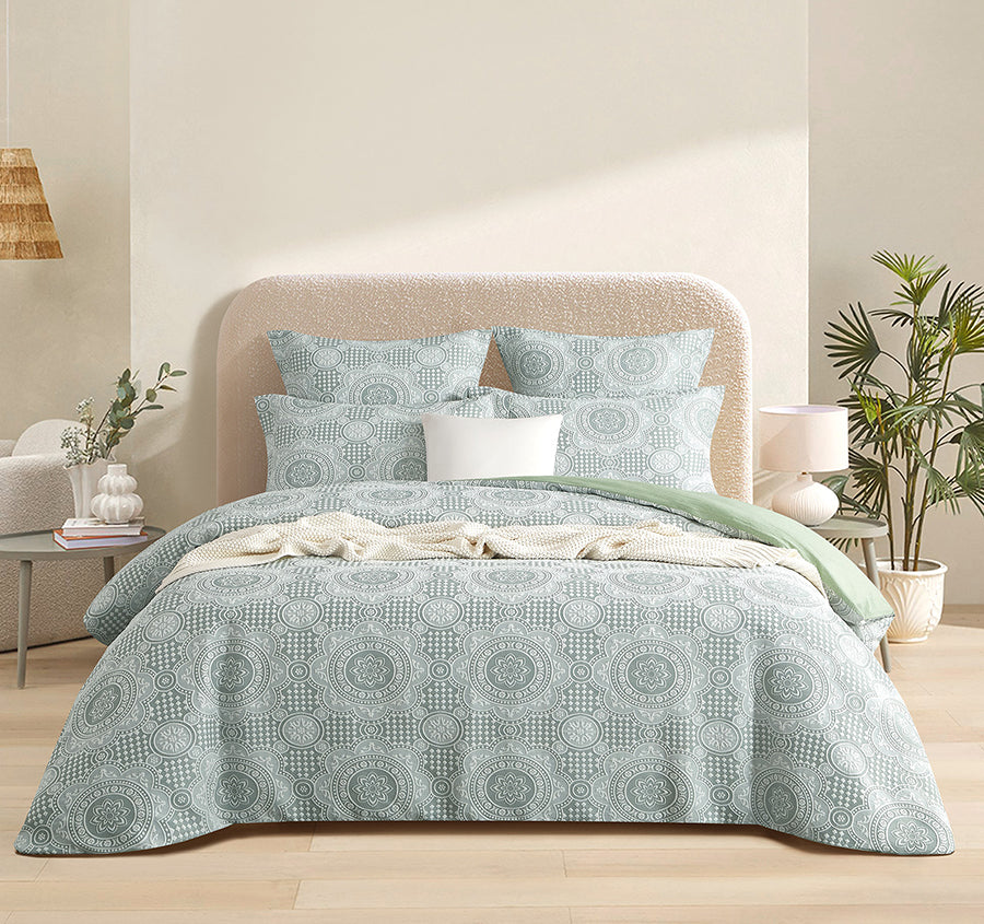 Rizz Quilt Cover Set Range Sage