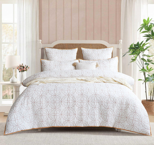 Solaris Quilt Cover Set Range Rust