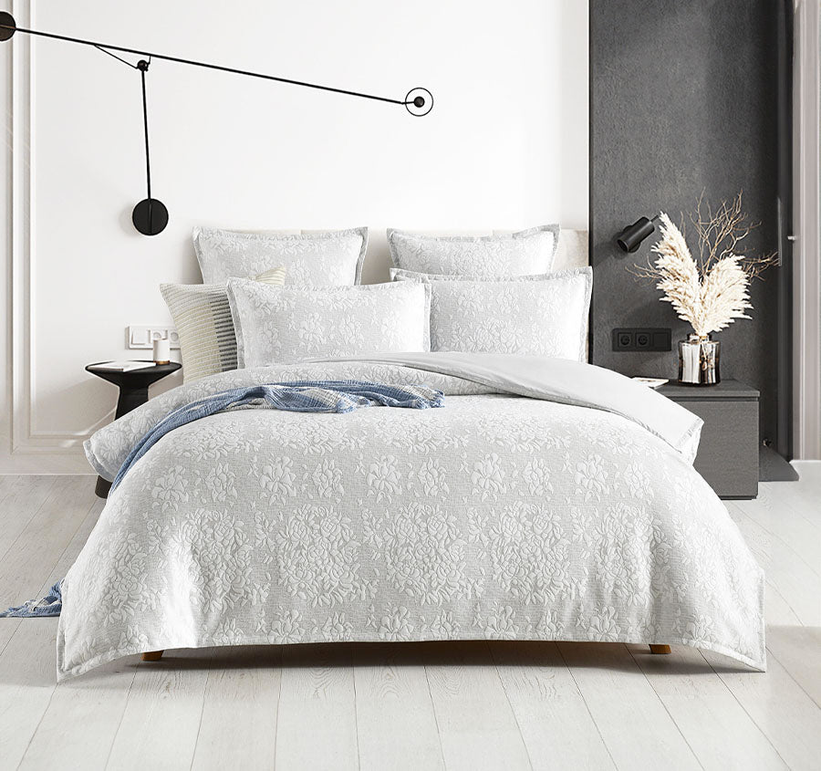 Chloe Jersey Quilt Cover Set Range Ivory