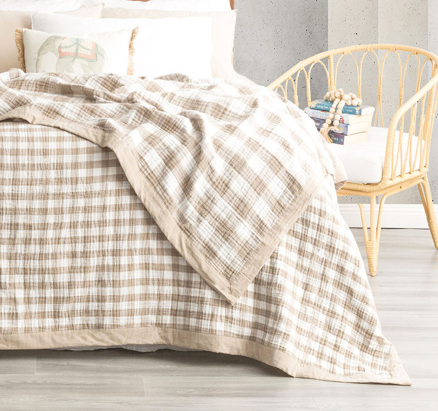 Gingham Blanket Range Tan