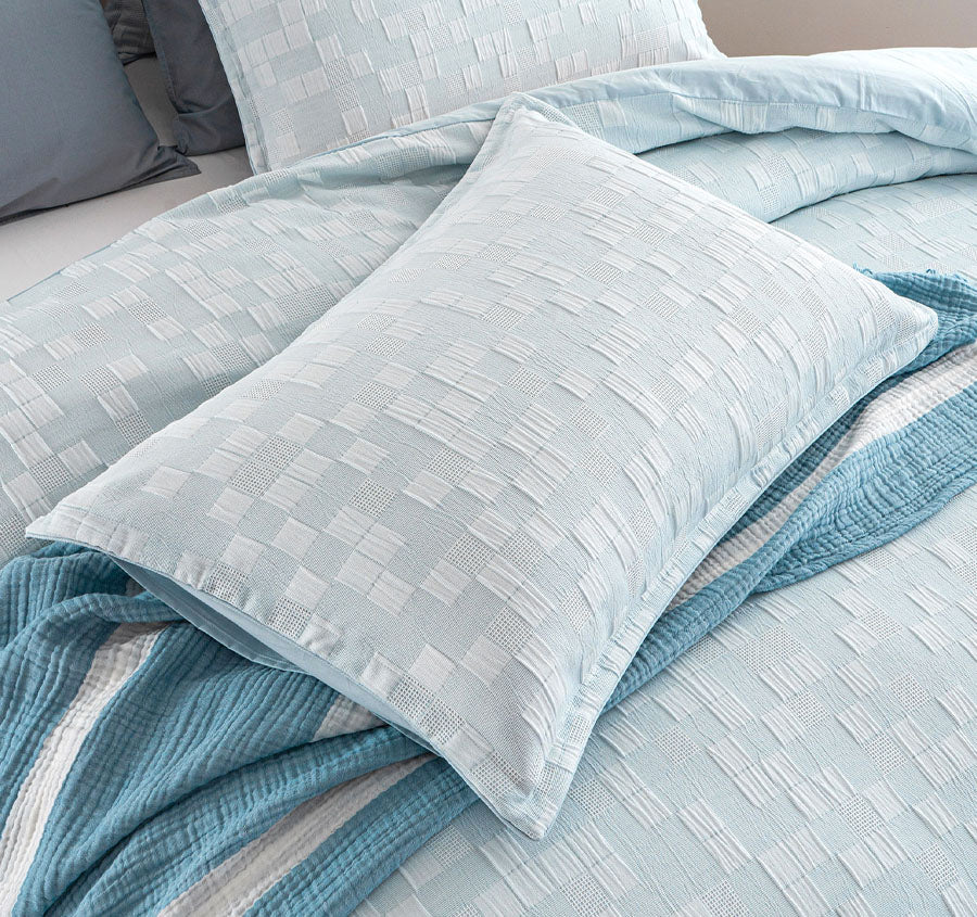 Jervis Checks Quilt Cover Set Range French Blue