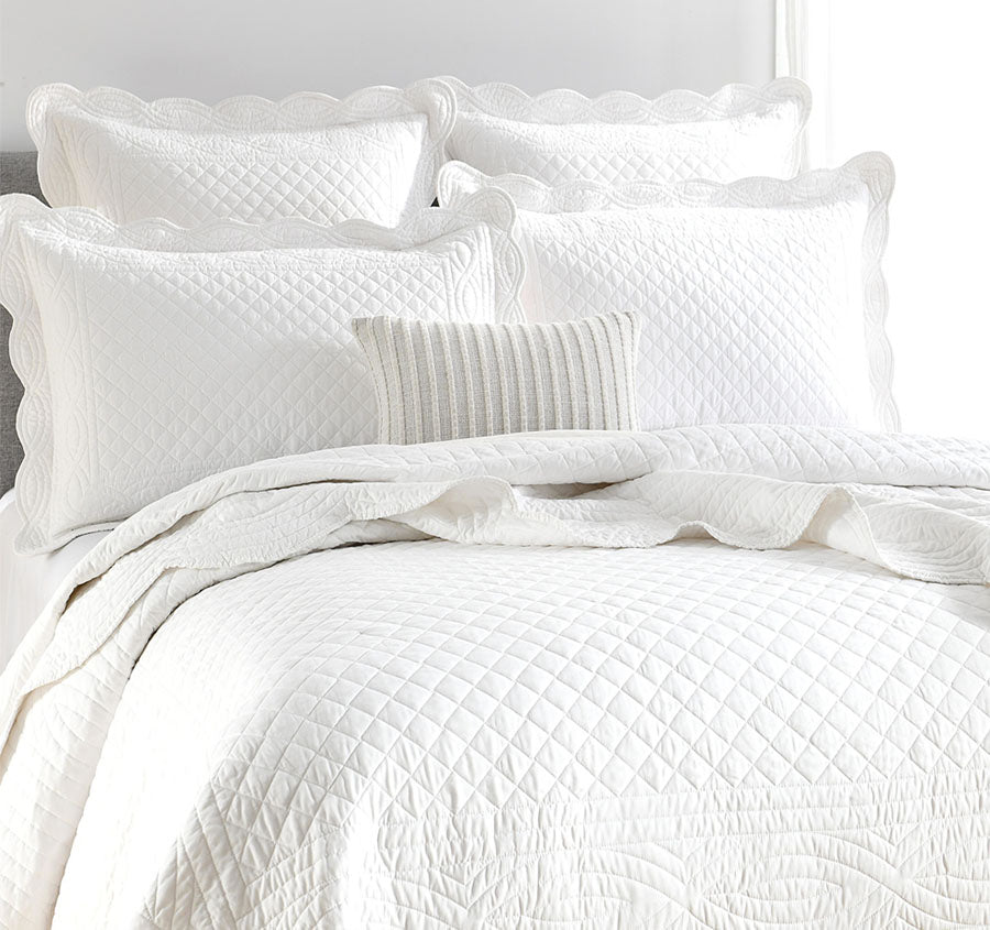 Scallop Coverlet Set Range Pearl
