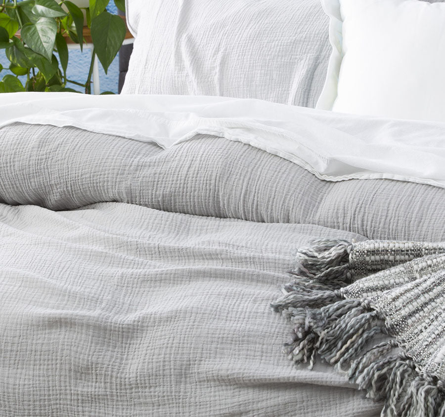 Solana Quilt Cover Set Range Silver