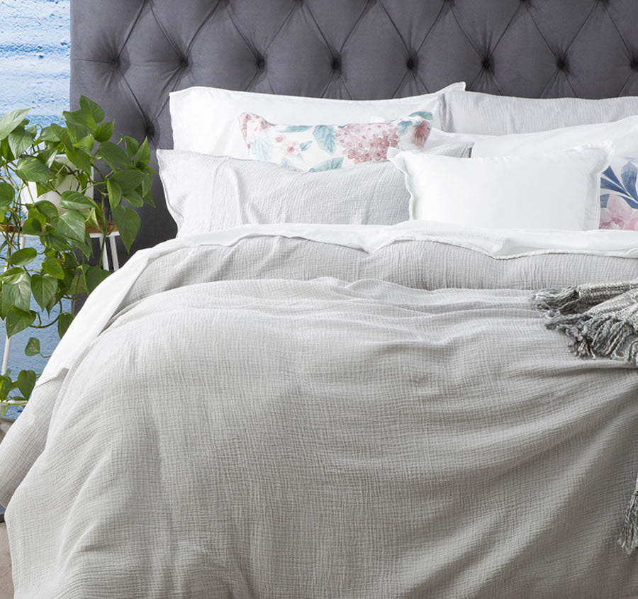 Solana Quilt Cover Set Range Silver