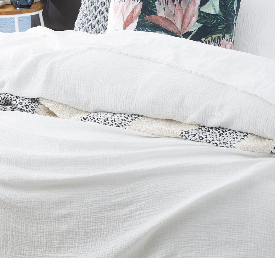 Solana Quilt Cover Set Range White