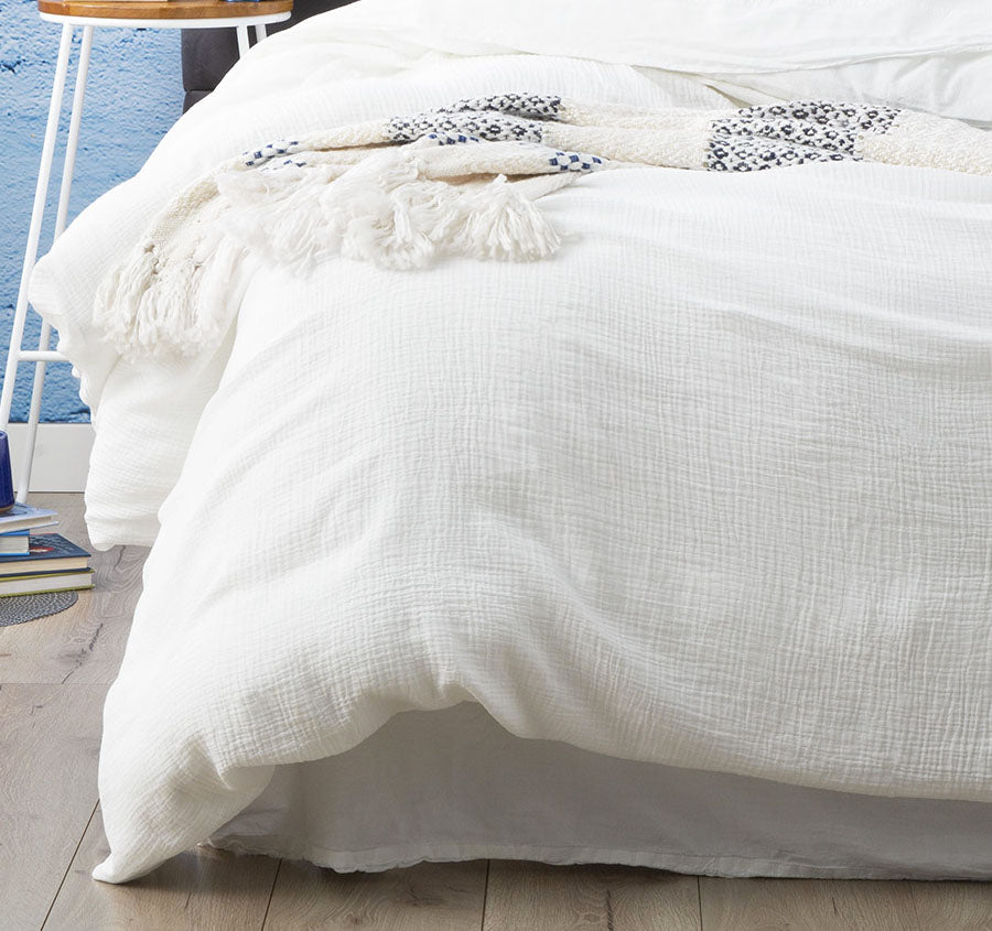 Solana Quilt Cover Set Range White