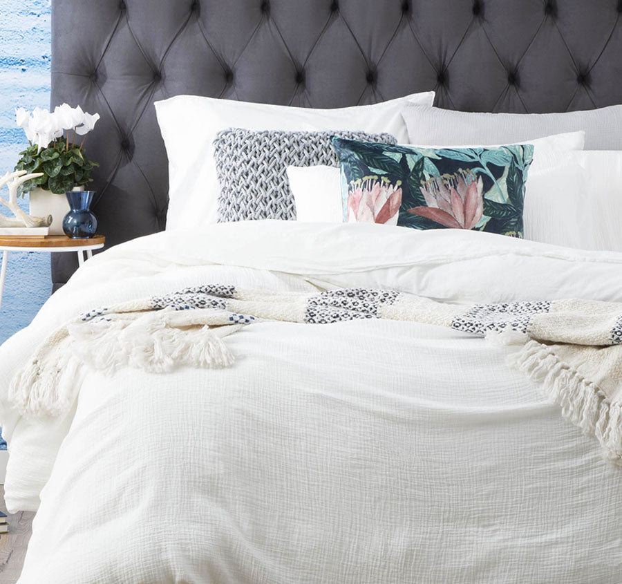Solana Quilt Cover Set Range White