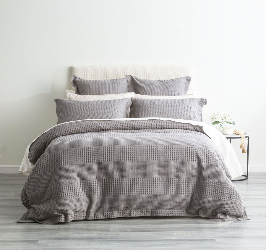 Waffle Elegance Quilt Cover Set Range Fossil