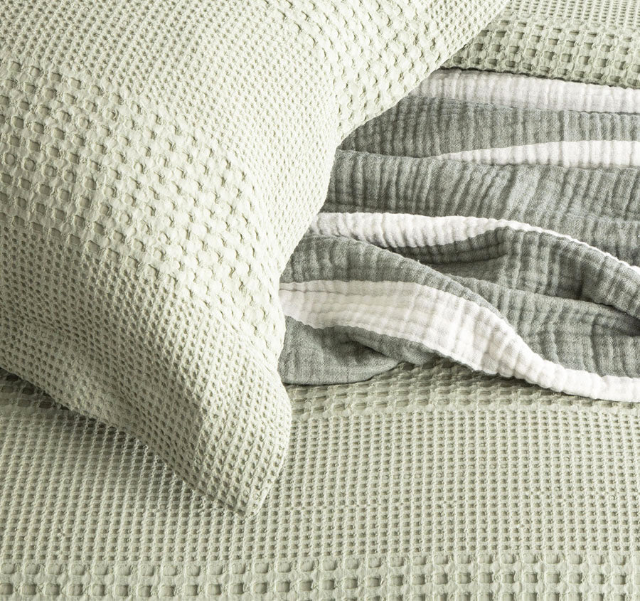 Waffle Elegance Quilt Cover Set Range Moss