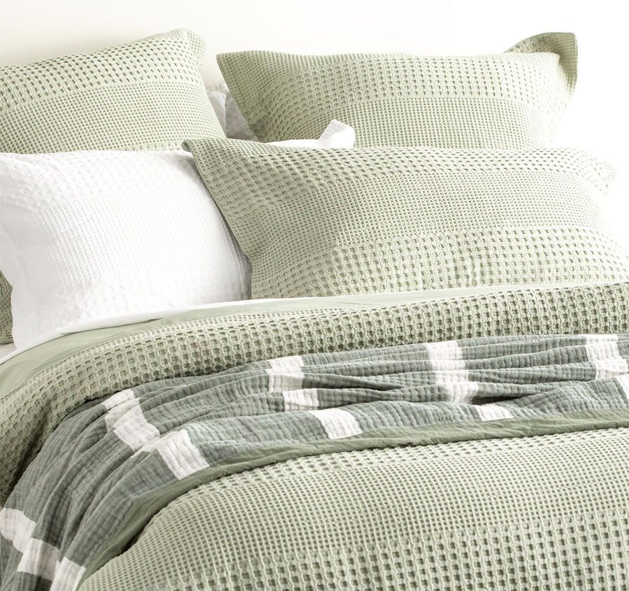 Waffle Elegance Quilt Cover Set Range Moss