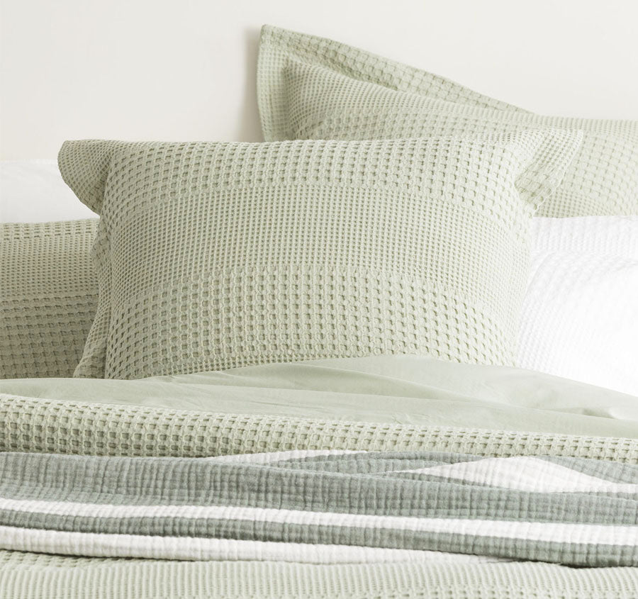 Waffle Elegance Quilt Cover Set Range Moss