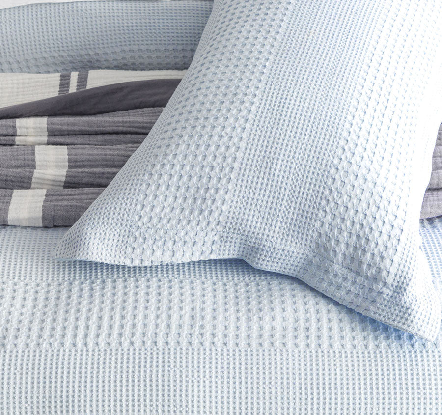 Waffle Elegance Quilt Cover Set Range Sky