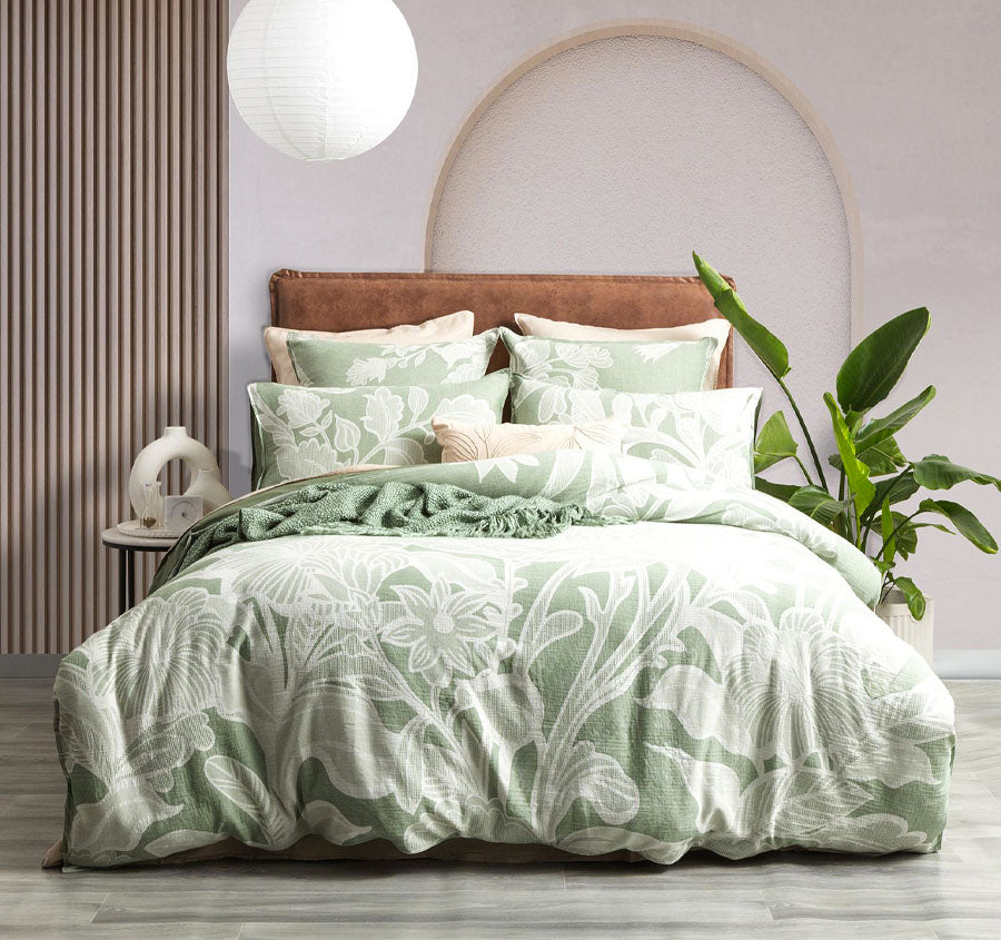 Bentley Quilt Cover Set Range Sage Green
