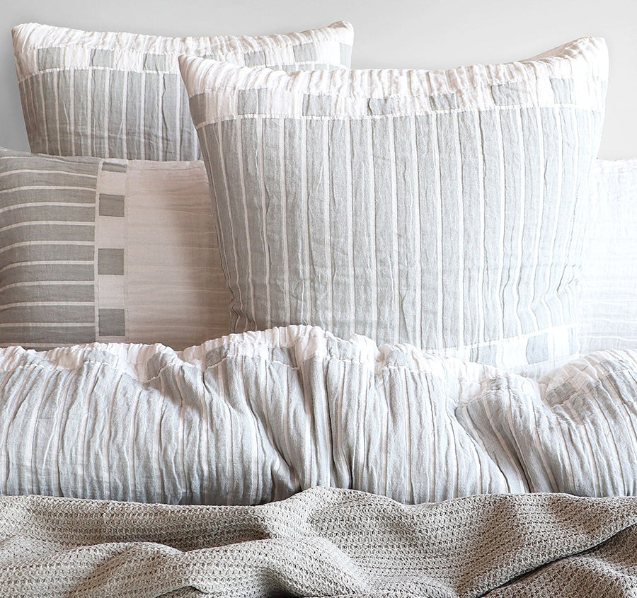 Brooks European Pillowcase White and Sage