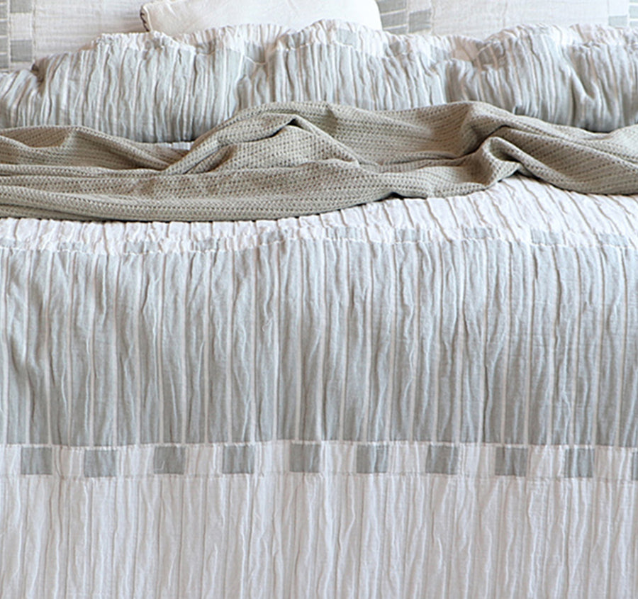 Brooks Quilt Cover Set Range White and Sage