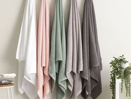 Cambridge Waffle 650GSM Cotton Bath Towel Range Primrose