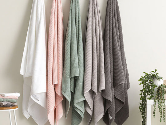 Cambridge Waffle 650GSM Cotton Bath Towel Range Primrose