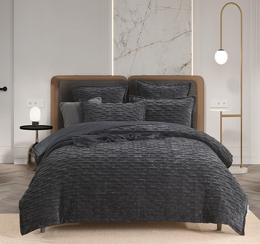 Charlotte Quilt Cover Set Range Onyx