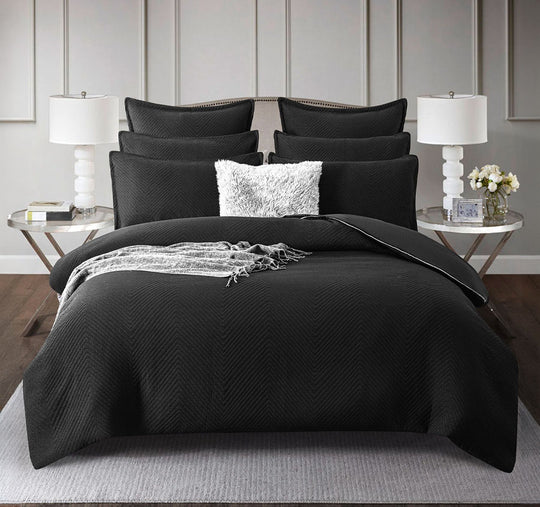 Chevron Quilt Cover Set Range Black
