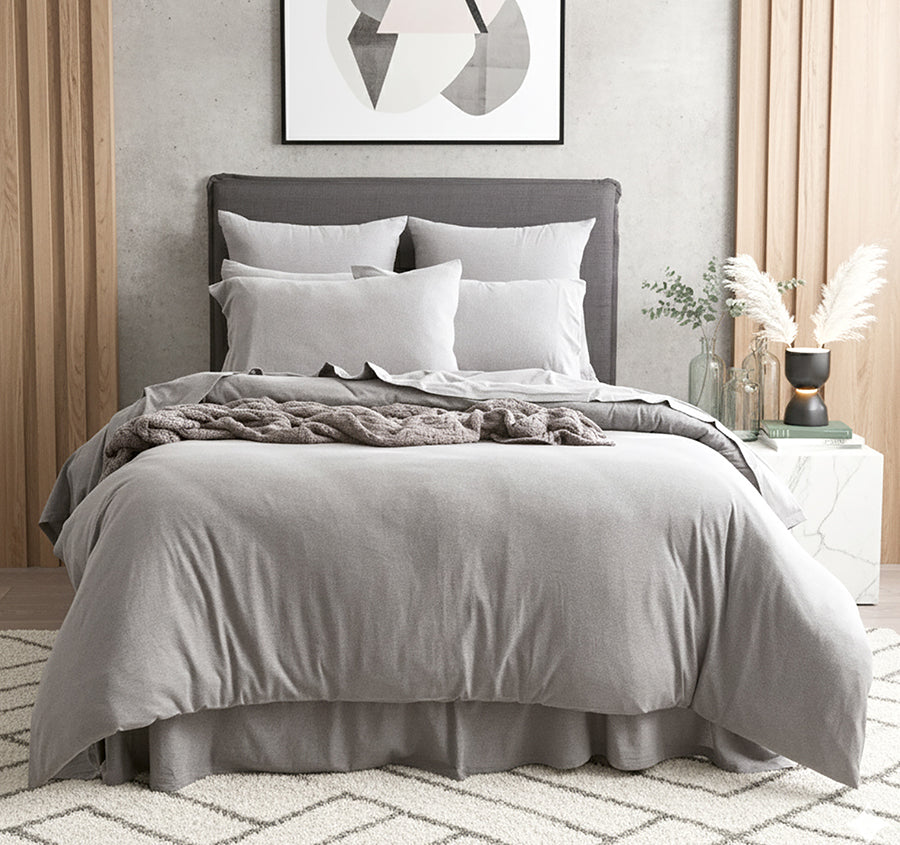 Cotton Jersey Quilt Cover Set Range Charcoal