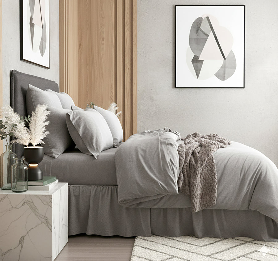 Cotton Jersey Quilt Cover Set Range Charcoal