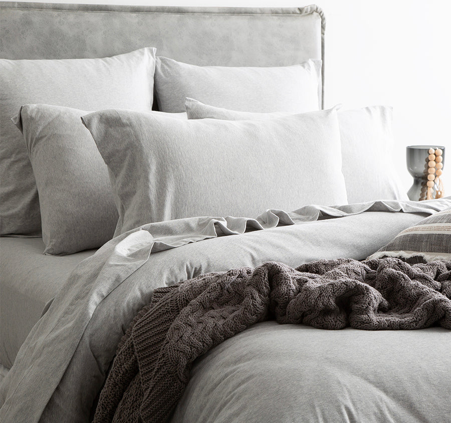 Cotton Jersey Quilt Cover Set Range Grey Marle