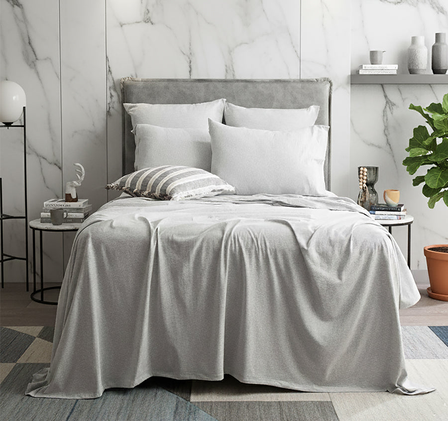 Cotton Jersey Sheet Set Range Grey Marle