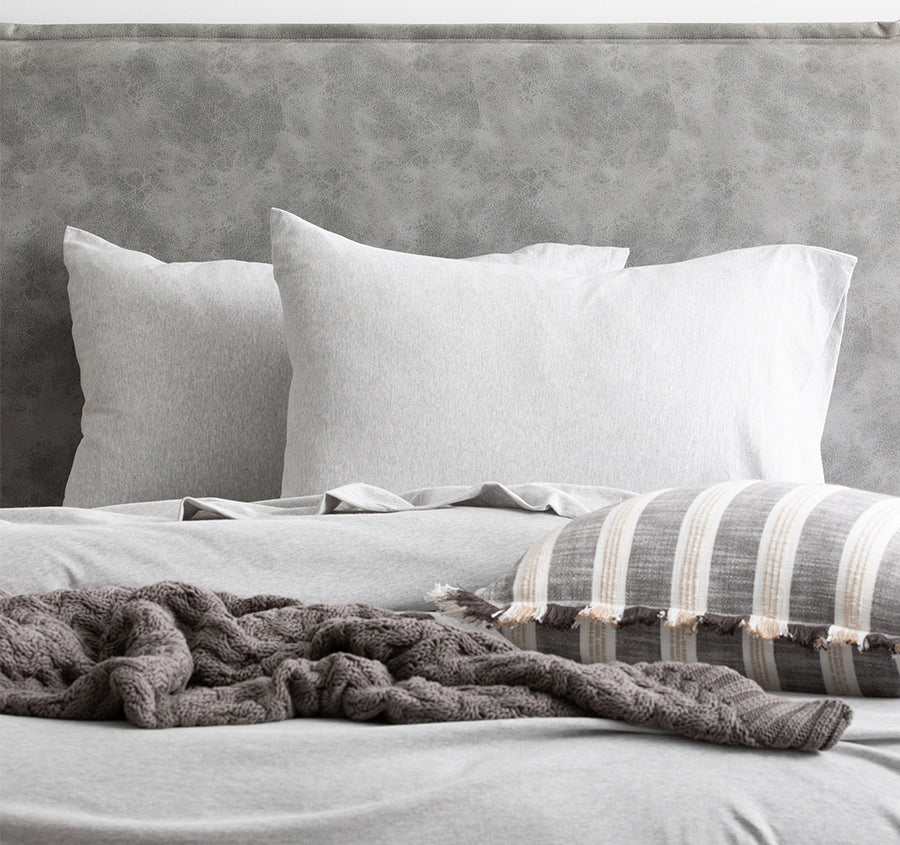 Cotton Jersey Standard Pillowcase Pair Grey Marle
