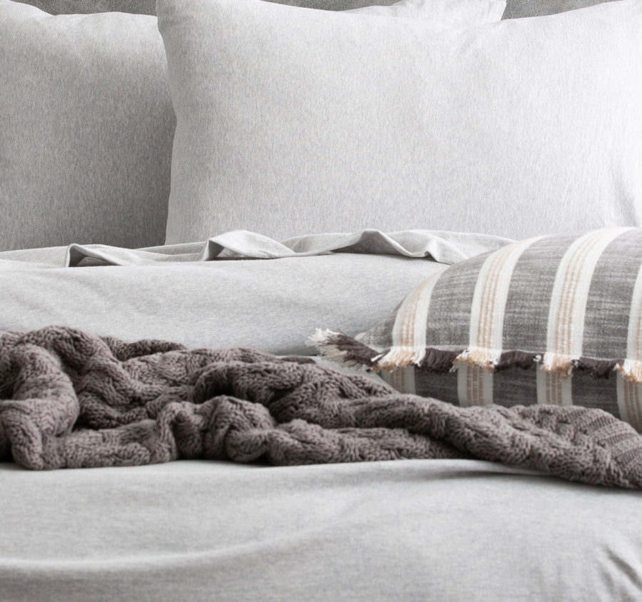 Cotton Jersey Standard Pillowcase Pair Grey Marle