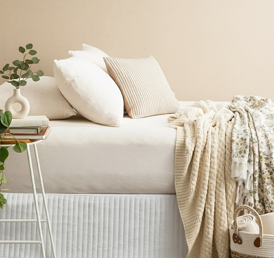 Cotton Jersey Fitted Combo Set Range Oatmeal