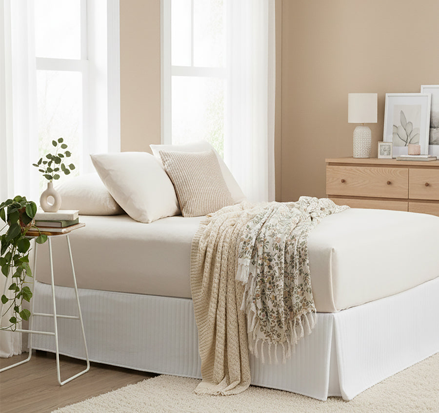 Cotton Jersey Fitted Combo Set Range Oatmeal