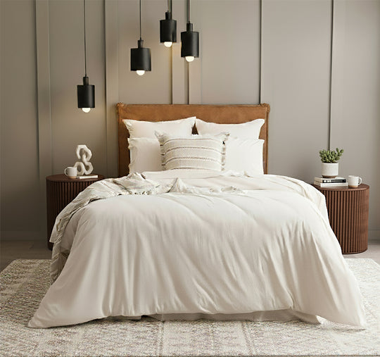 Cotton Jersey Quilt Cover Set Range Oatmeal