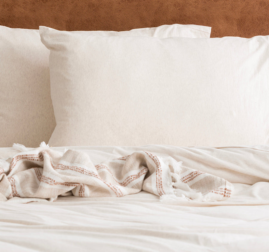 Cotton Jersey Standard Pillowcase Pair Oatmeal