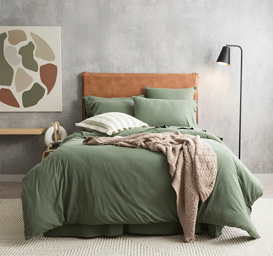 Cotton Jersey Quilt Cover Set Range Olive