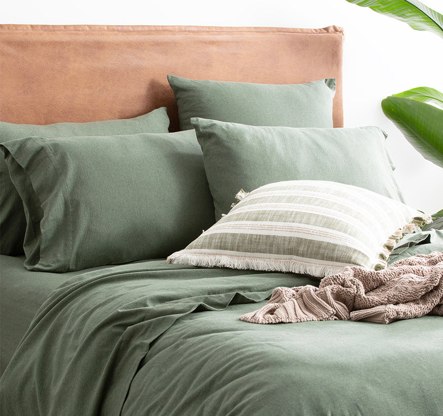 Cotton Jersey Quilt Cover Set Range Olive