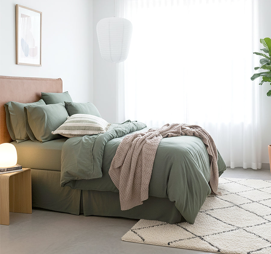 Cotton Jersey Quilt Cover Set Range Olive