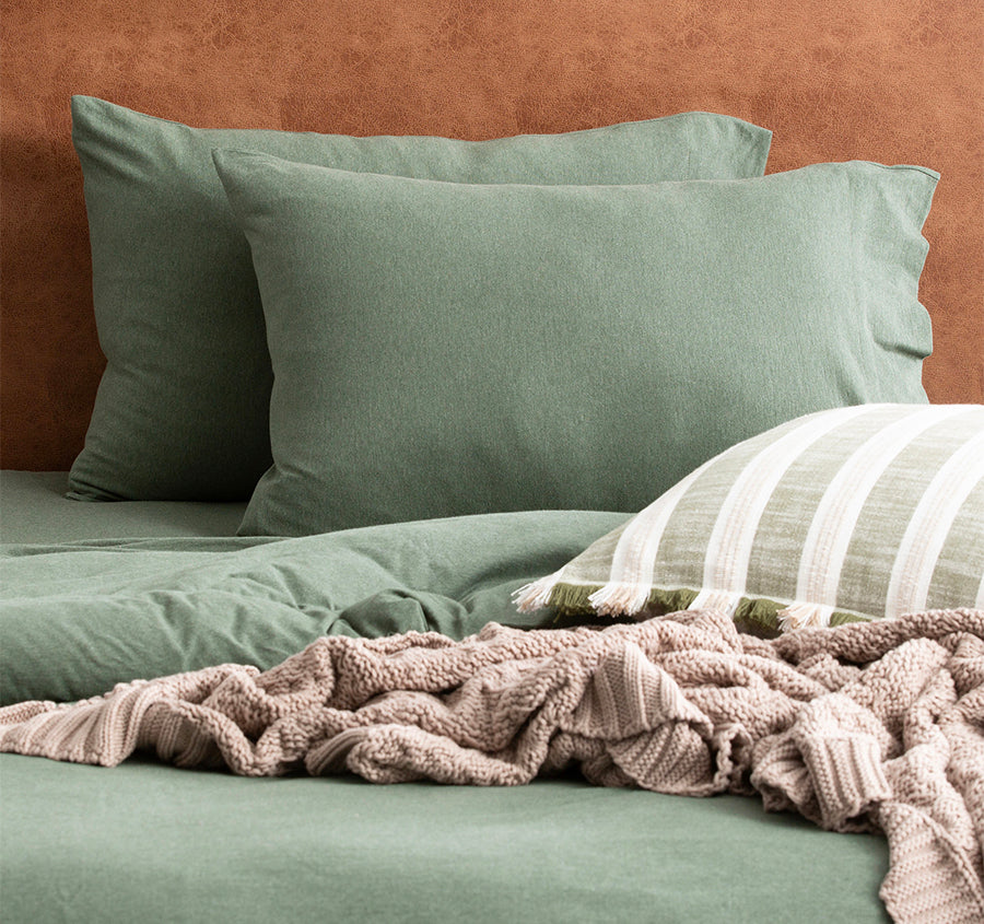 Cotton Jersey Standard Pillowcase Pair Olive