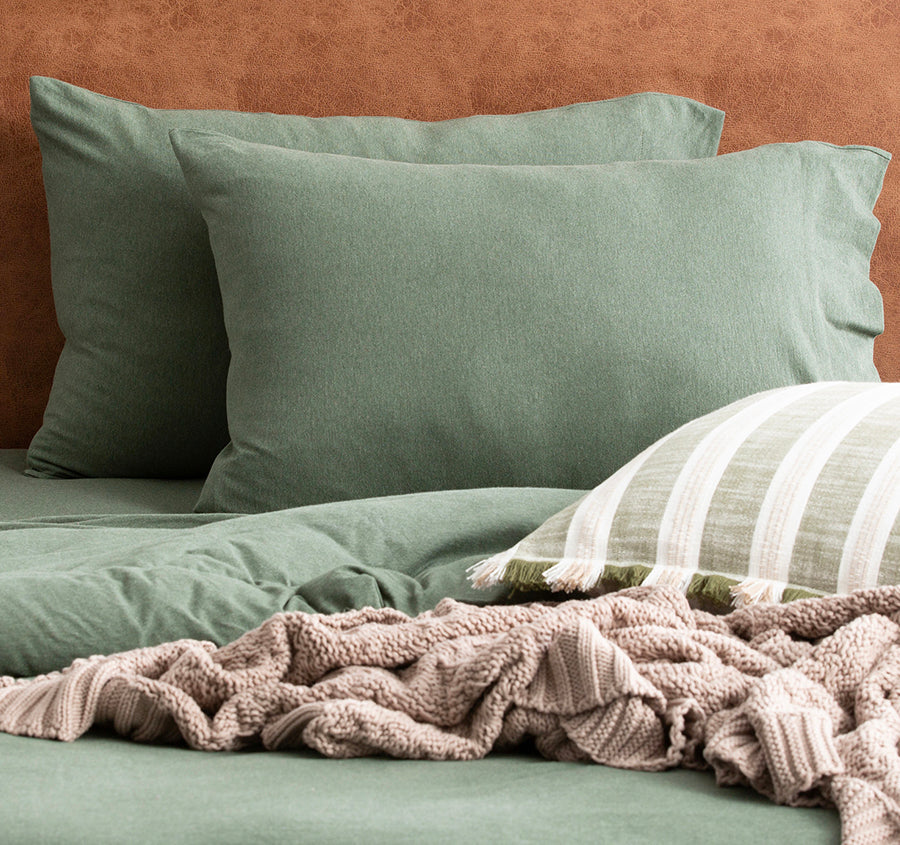 Cotton Jersey Standard Pillowcase Pair Olive